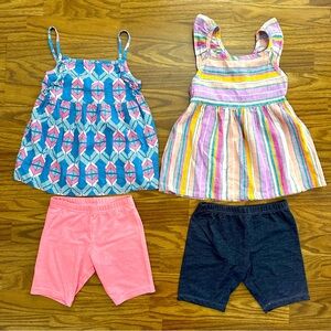4pc Carter’s Kid Girls 7 7A Sleeveless Tank Tops Bike Shorts Summer Linen EUC!